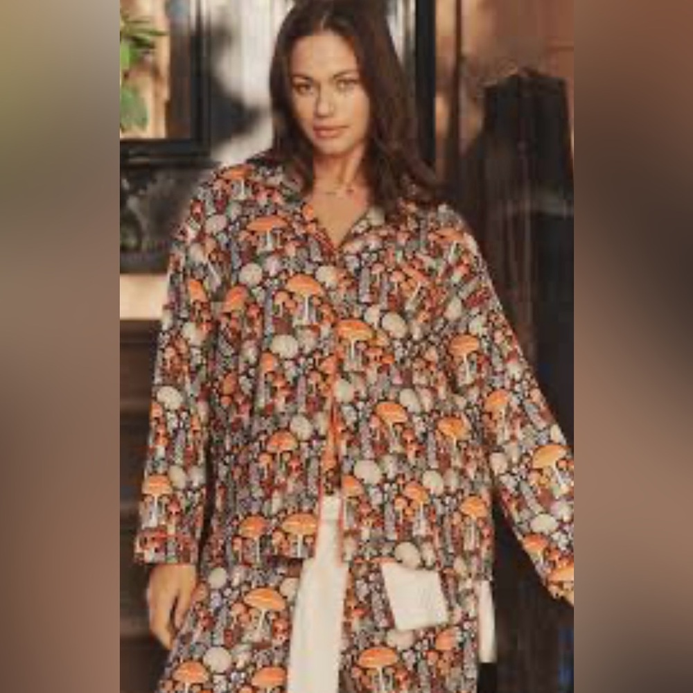 New By Anthropologie Flannel Buttondown Pajama Top